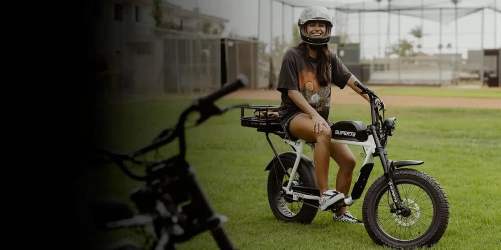 ebike rider on grass field